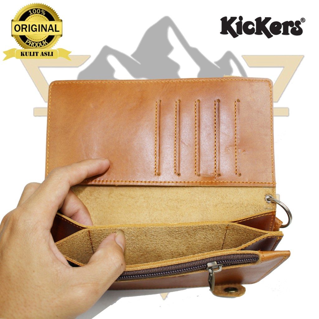 dompet panjang full kulit asli 100% kulit sapi dompet kancing pria KICKERS