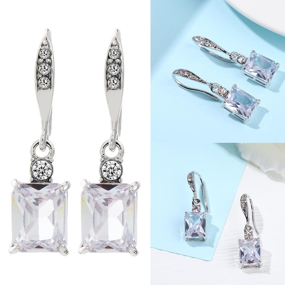 R-bunga Perak Drop Anting-Anting Fashion Perhiasan Pernikahan Gadis Cubic Zirconia