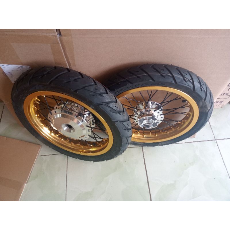 velg jari jari ring 14 beat, Scoopy dan Genio tapak lebar plus ban siap pasang