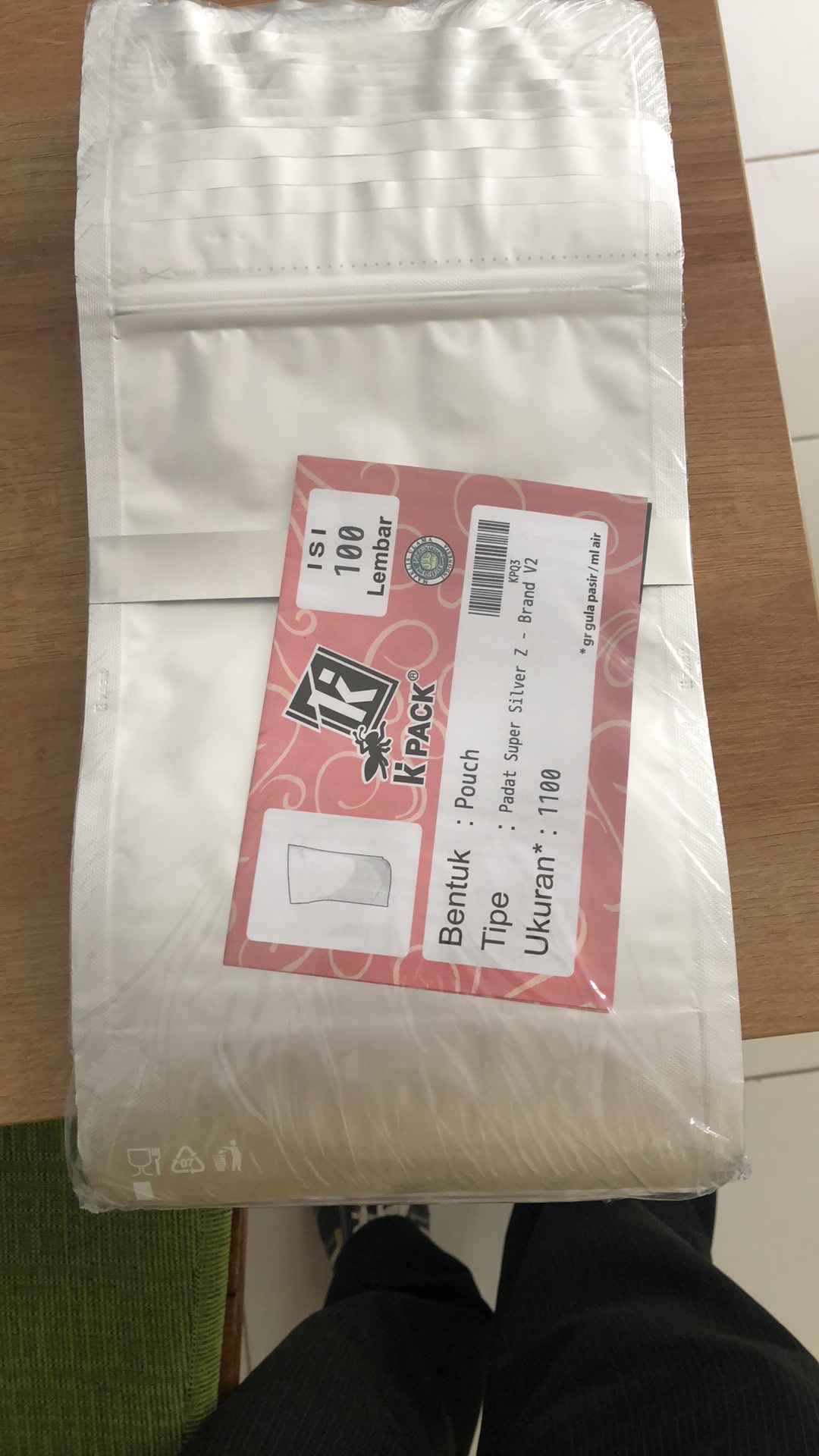 Plastik Standing Pouch Full  Foil Silver Klip Zipper 1000 Gram