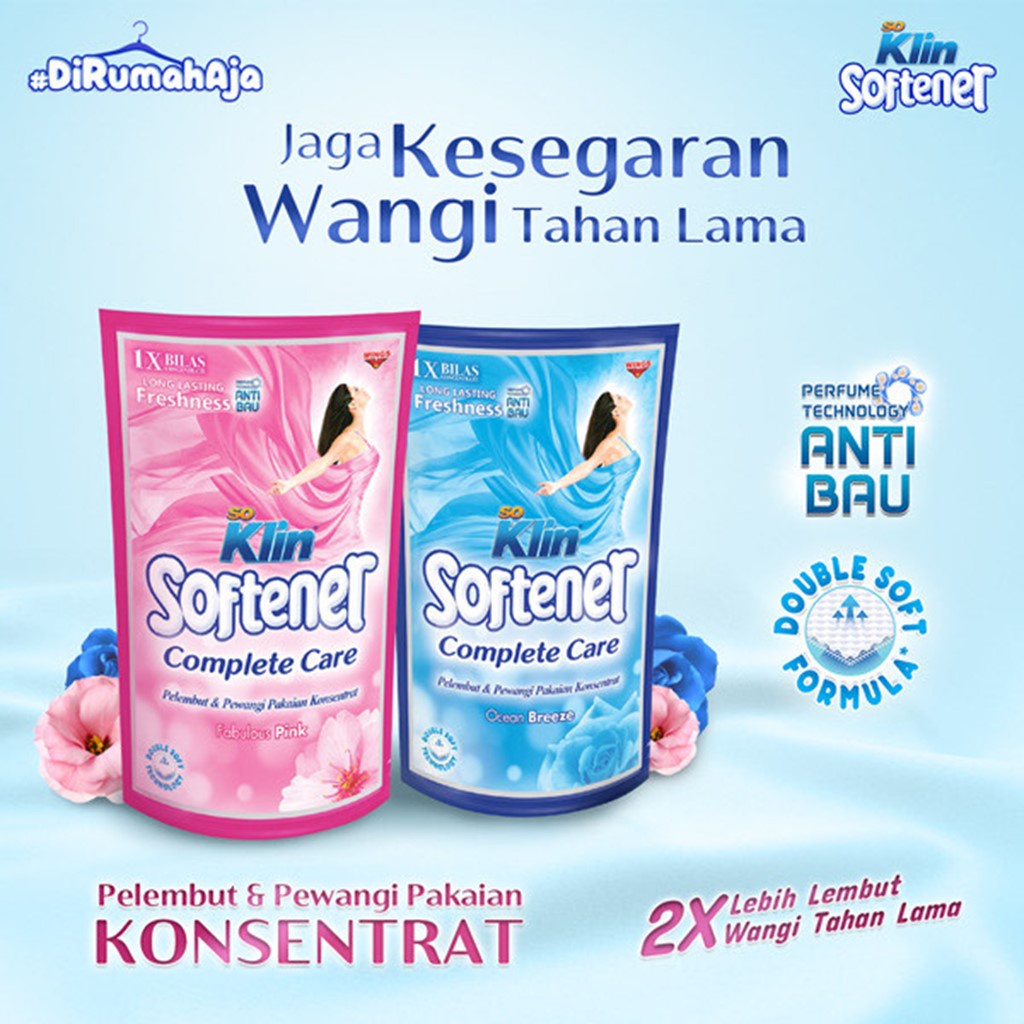 Soklin Softener Complete Care Pelembut Pakaian Biru 720 ml