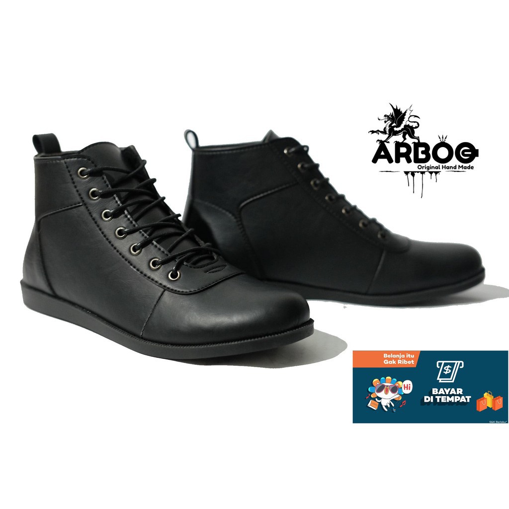 Sepatu boots brodo casual kulit asli