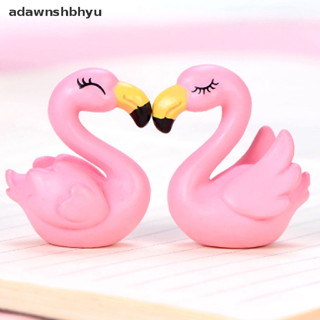 [adawnshbhyu] 1pasang Resin Flamingo Miniatur Pemandangan Bonsai Berdaging Dekorasi Taman Hadiah