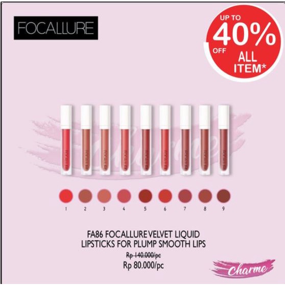 CLEARANCE SALE ! Focallure Velvet Liquid Lipstick Matte Plump Smooth Lips / Velvet Lipstick FA86 FA 86 lip cream lipcream waterproof terbaru viral