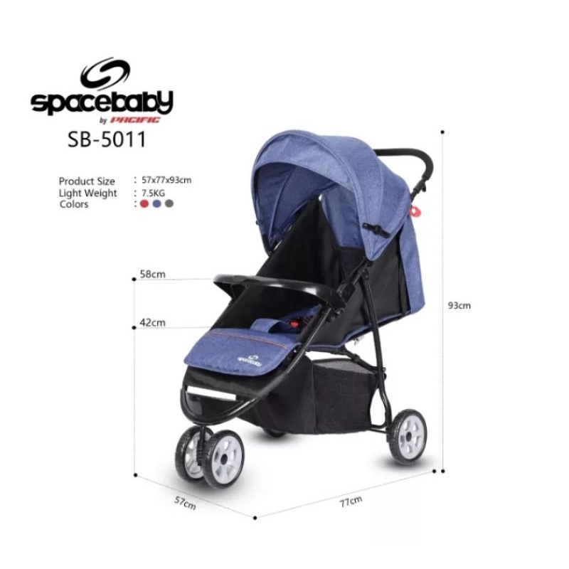 NEW PRODUCT SPACE BABY STROLLER TYPE 5011 RODA 3 MUDAH DILIPAT