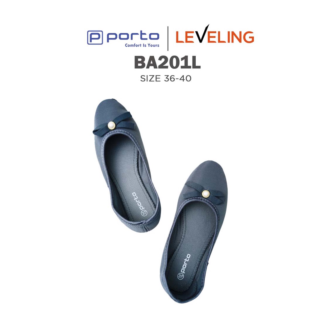 BA201L - Porto Leveling Sepatu Wanita Flatshoes Casual Balet Kain Empuk Original Porto Lady