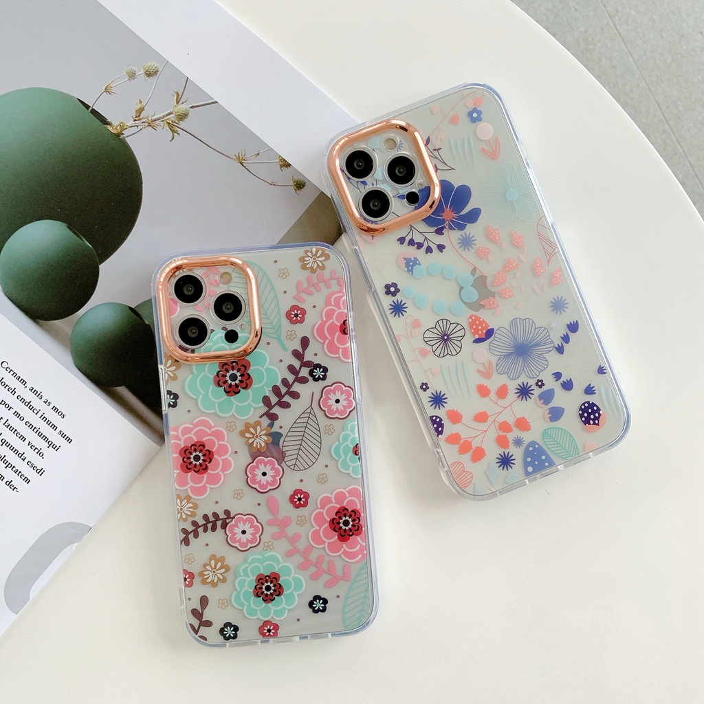 Casing Iphone 13 Pro Max 12 11 Pro Xs Max Xr X 7 + 8 + Motif Lukisan Bunga Dan Daun