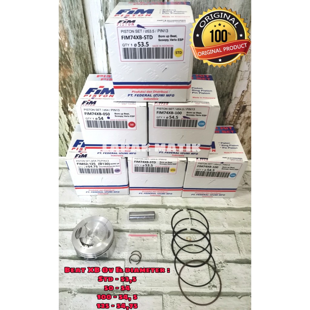 PISTON KIT BEAT SCOOPY VARIO ESP XB FIM Ov STD,25,50,75,100