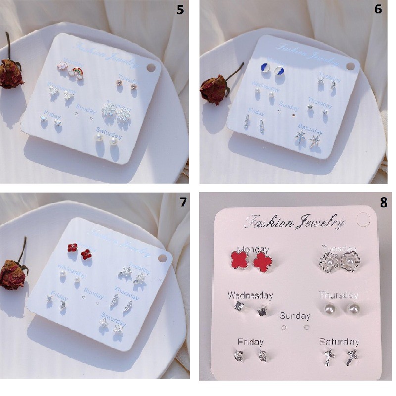 ❤️GTB❤️ A022 Anting Aksesoris Fashion Mutiara Earrings Wanita 6 Pasang Tusuk Simple GayaKorea import-1