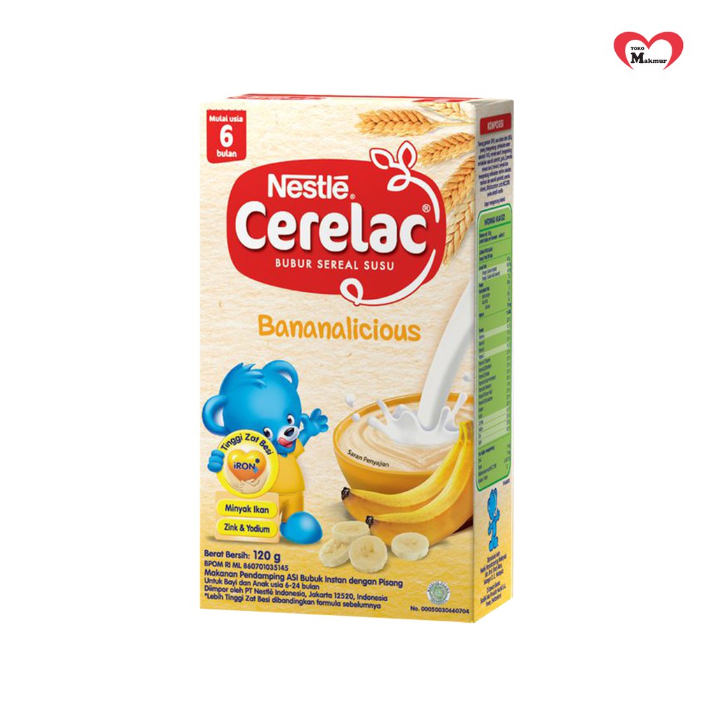 Cerelac Apel Jeruk Pisang / Ayam Bawang / Beras Merah / Kacang Hijau / Tim Ayam Sayur / Pisang 120gr  / Toko Makmur Online