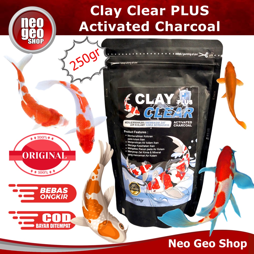 Clay Clear PLUS HITAM 250gr Activated Charcoal Kolam Ikan Koi