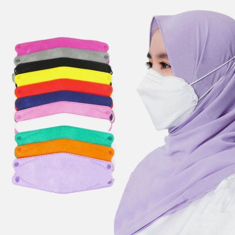 10PCS MASKER KF94 HIJAB HEADLOOP WARNA PUTIH CHASA 4PLY