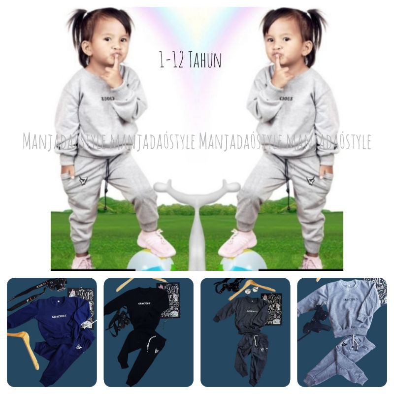 Baju Anak Setelan Sweater Trening Training Jogger Olahraga Laki-Laki/Perempuan 2-12 tahun