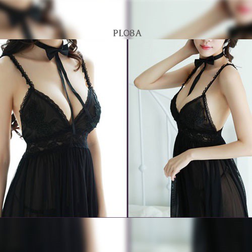 [PRIVASI AMAN] BAJU TIDUR WANITA DEWASA LINGERIE SEXY NIGHT GOWN PREMIUM HITAM PL08A