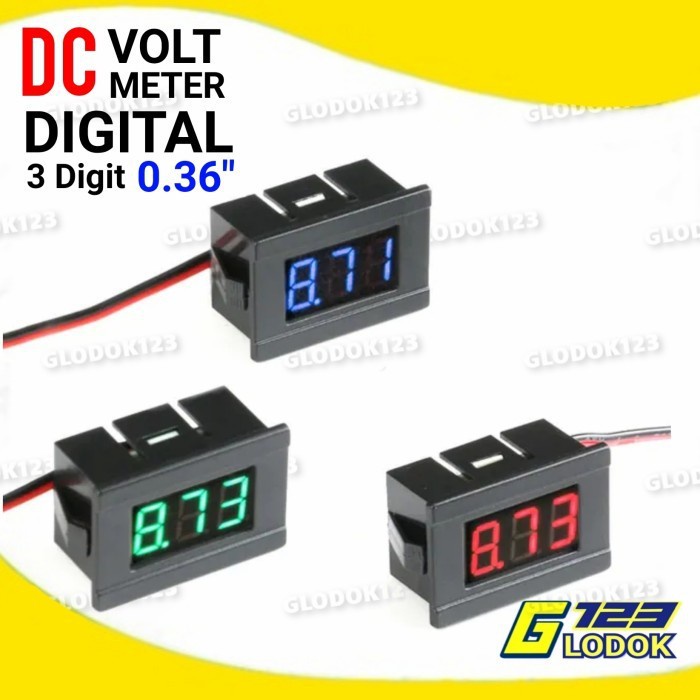 Volt Meter DC 4.5 - 30V Digital Voltmeter 0.36&quot; Dengan Frame 2 Kabel