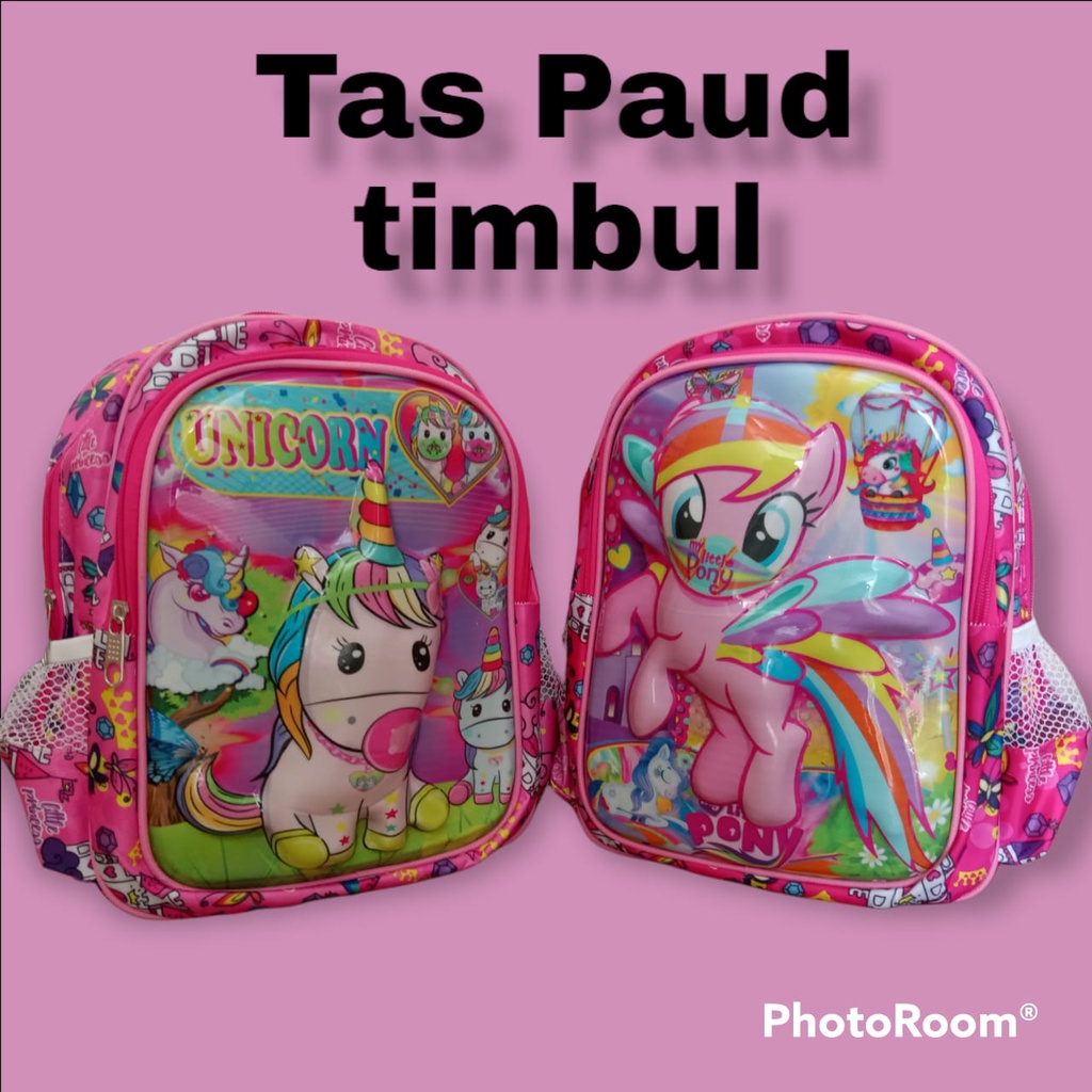 Tas Sekolah Anak Paud Perempuan Kuda Pony Gambar Timbul