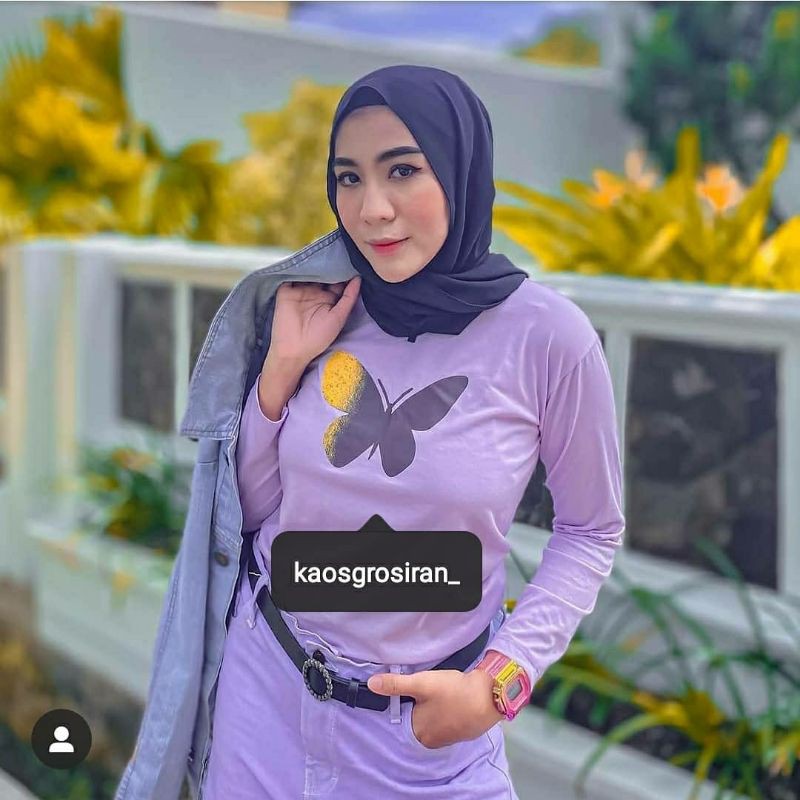 BAJU LENGAN TANGAN PANJANG PENDEK COD BAYAR DI TEMPAT OVERSIZE BUTTERFLY LILAC ATASAN WANITA