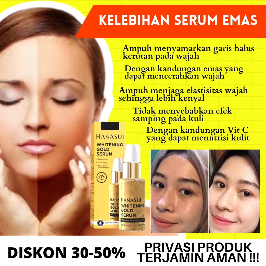 SERUM WAJAH GLOWING PEMUTIH WAJAH SERUM HANASUI GOLD WHITENING VIT C 20ml PENGHILANG KERUTAN DIWAJAH ORIGINAL BPOM