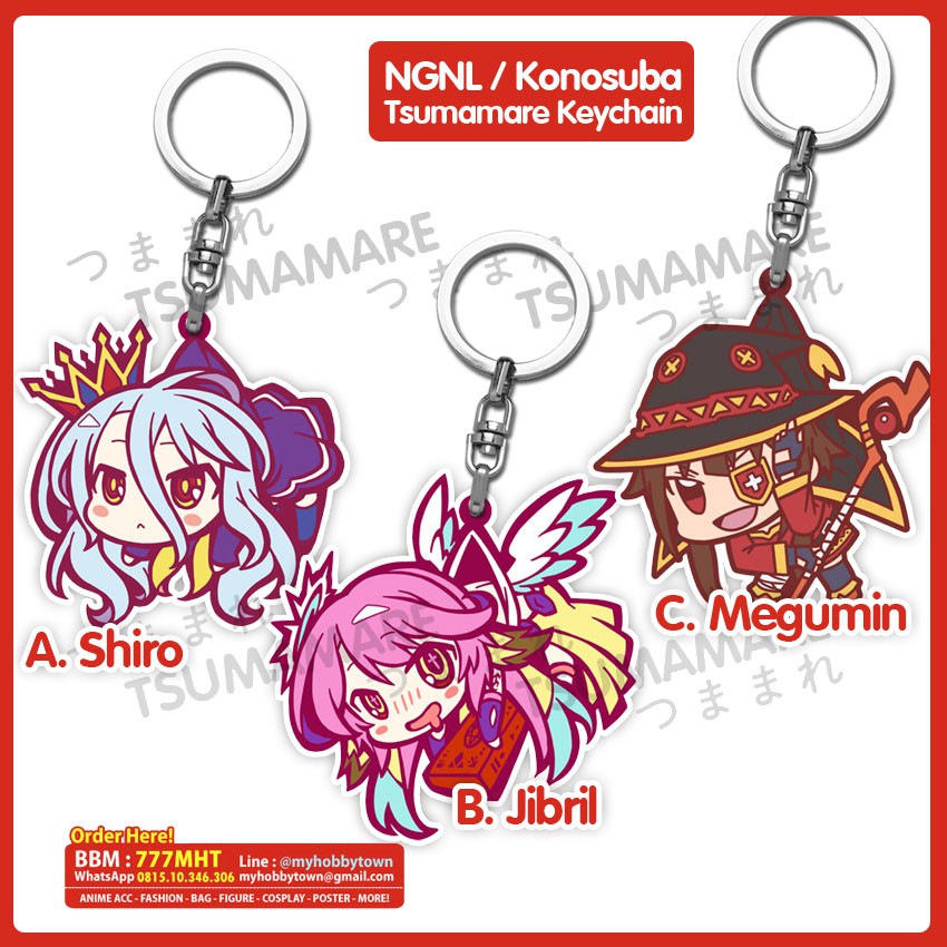 Gantungan Kunci Acrylic Anime No Game No Life Kono Subarashii Pinched (satuan)