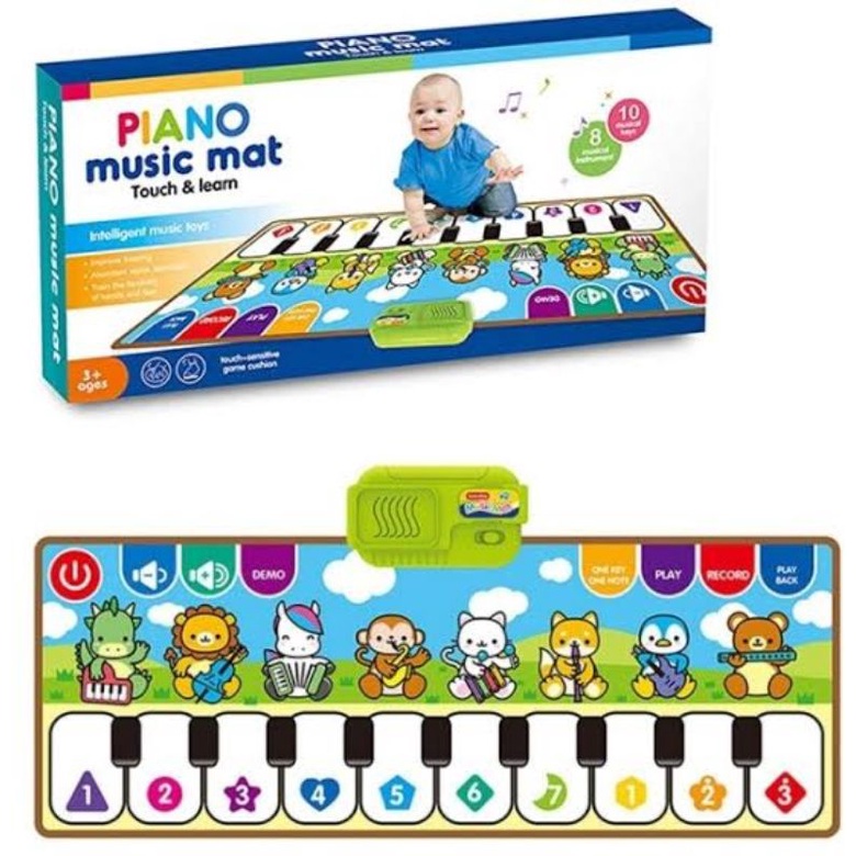 Piano music mat playmat karpet bersuara berbaterai dos 757-01 mainan edukasi bayi