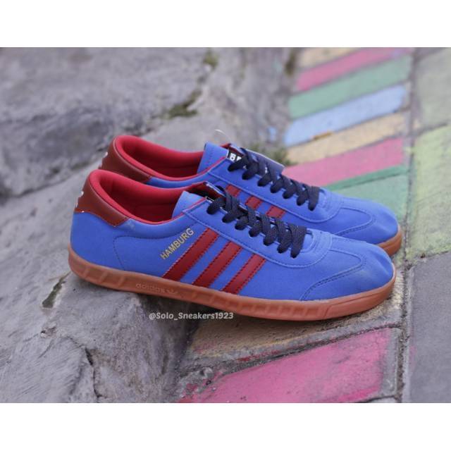 BISA BAYAR DI TEMPAT Sepatu Adidas Hamburg Dublin / Navy Red