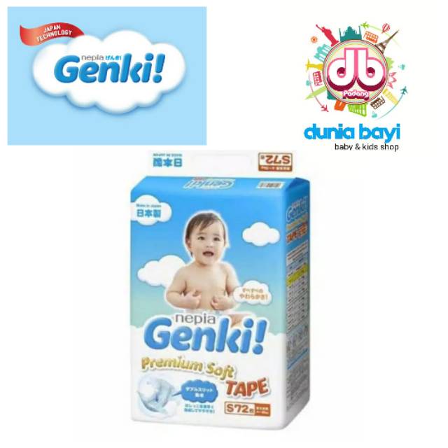 Nepia genki premium soft tape popok popok S 72's