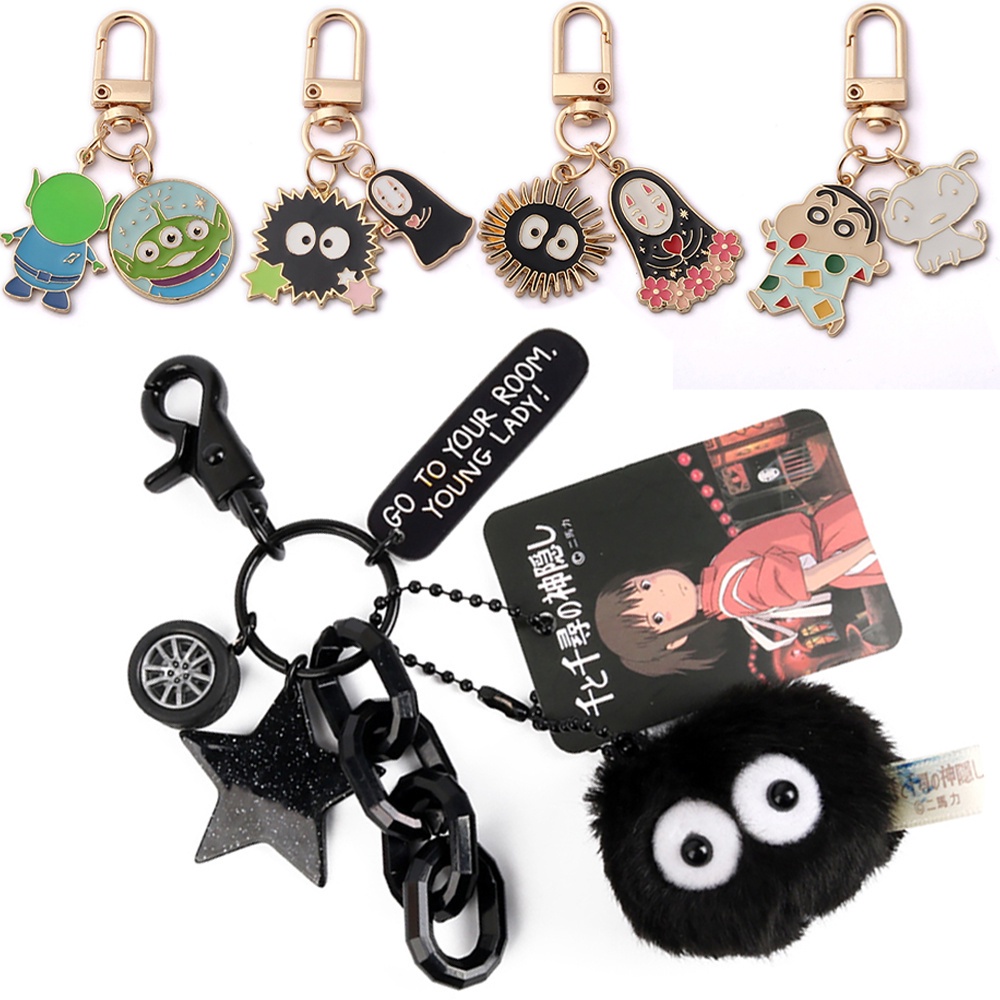 Needway  Ball Elf Anime Keychain Totoro Cosplay Keyring Mobile Phone Case Pendant Black Coal Ball Cute Spirited Away Hayao Miyazaki Keychain Trinket