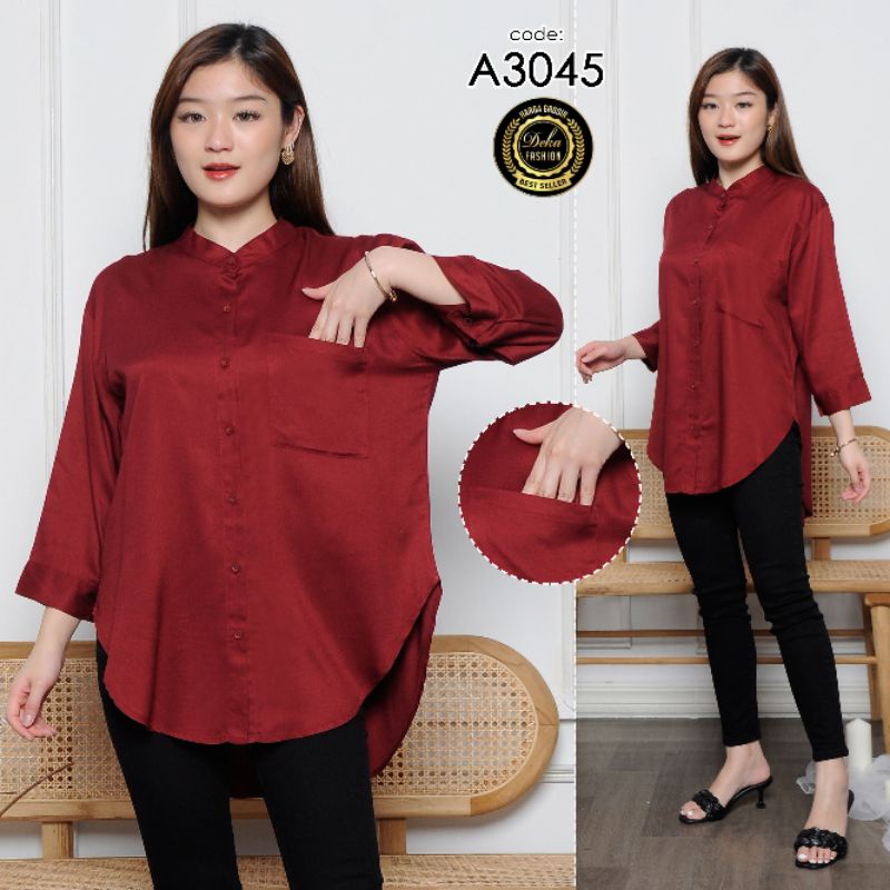 Kemeja wanita / Kemeja wanita botega katun twill 30s - 3045-Maroon