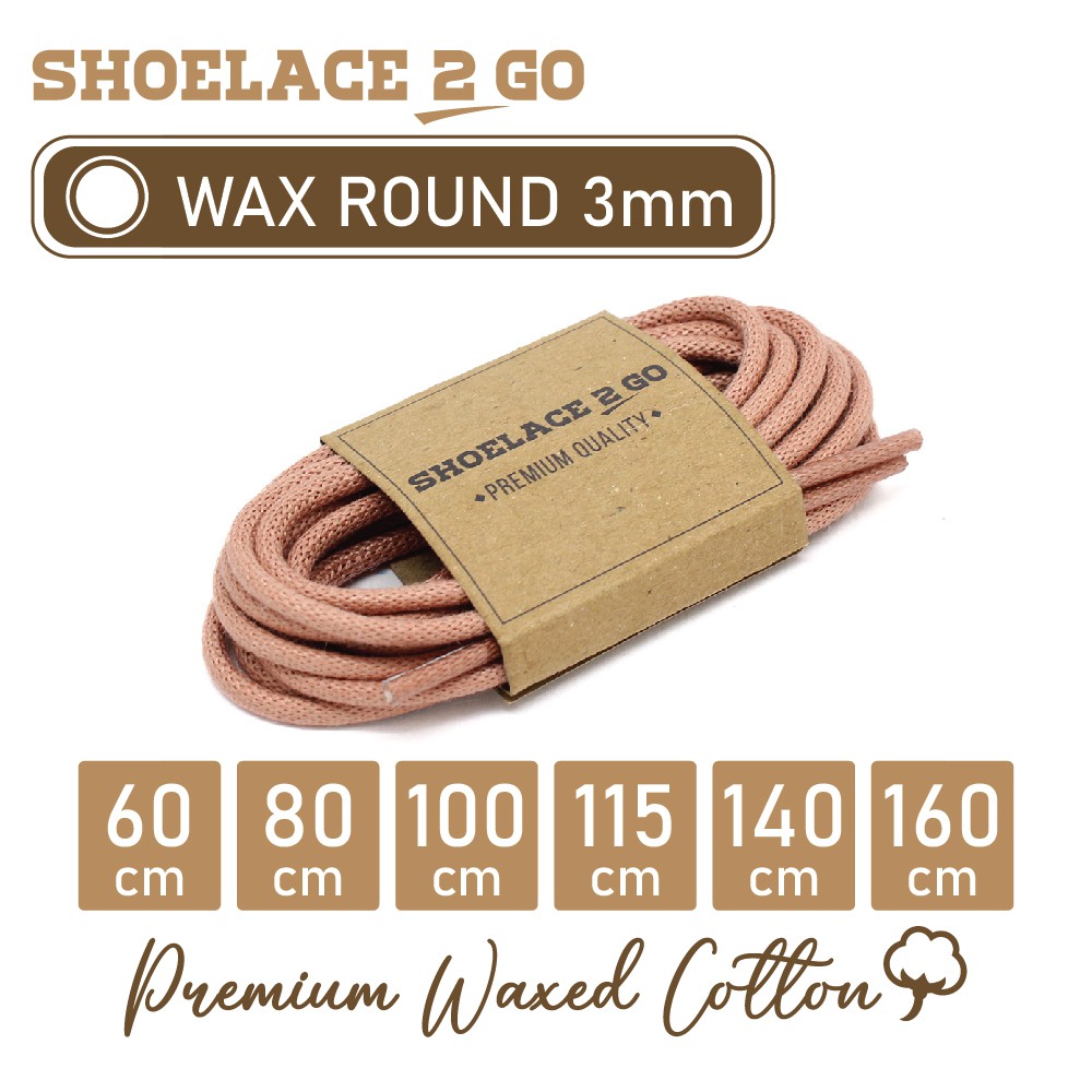 SHOELACE 2 GO PREMIUM TALI SEPATU LILIN WAX BULAT ROUND - WR3 - G1 - PINK ROSEWOOD - 3MM