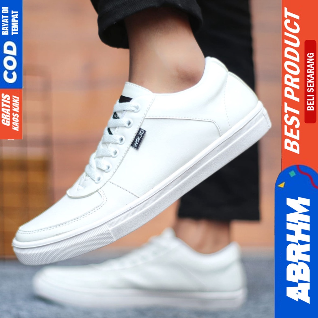 Sepatu Sneakers Pria Sepatu Casual Pria Kulit Pu Sepatu Kerja Kuliah Kondangan Sepatu Hitam Pria MANLY ABRHM