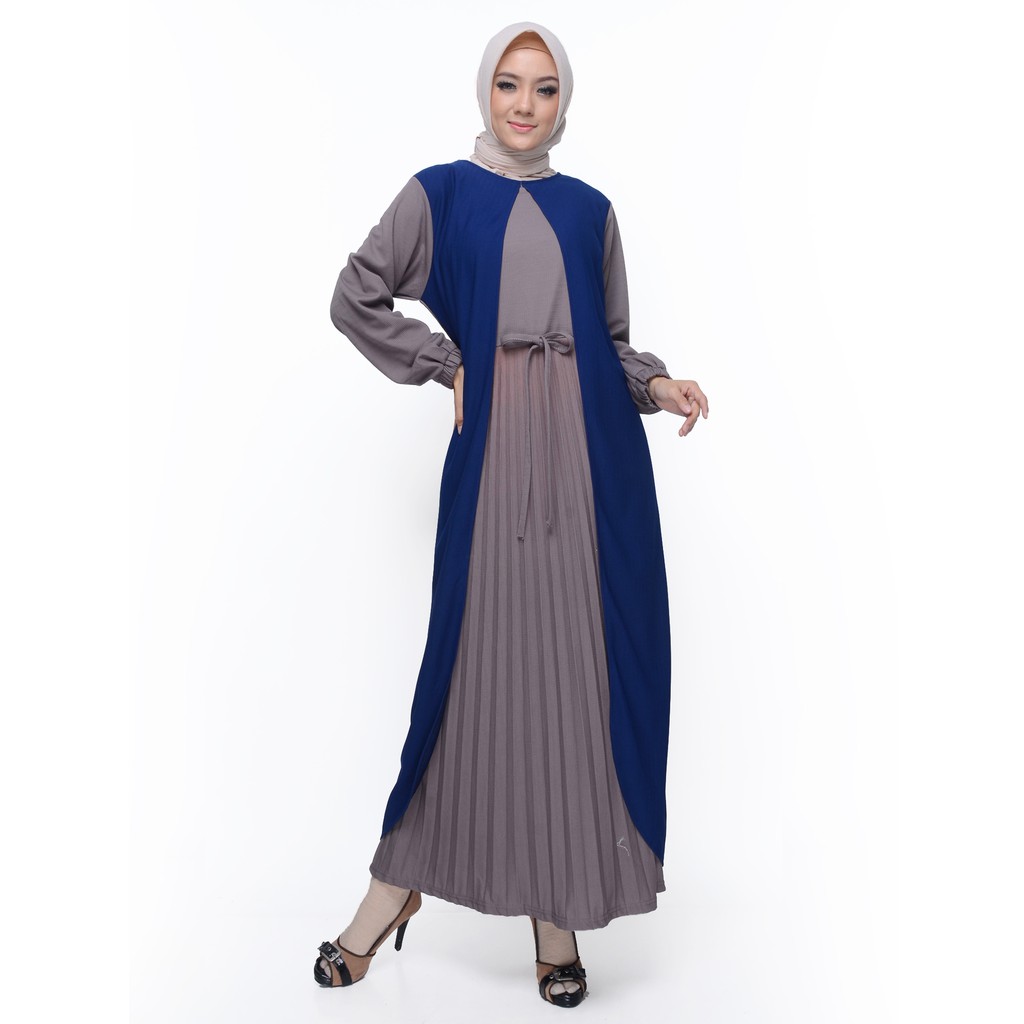 Long Dress Gamis maxi Wanita Muslim kombinasi warna - XSHOP Binar