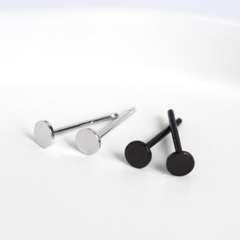 We Flower Anting Tusuk Sterling Silver 925 Model Bunga Warna Hitam Untuk Pria / Wanita