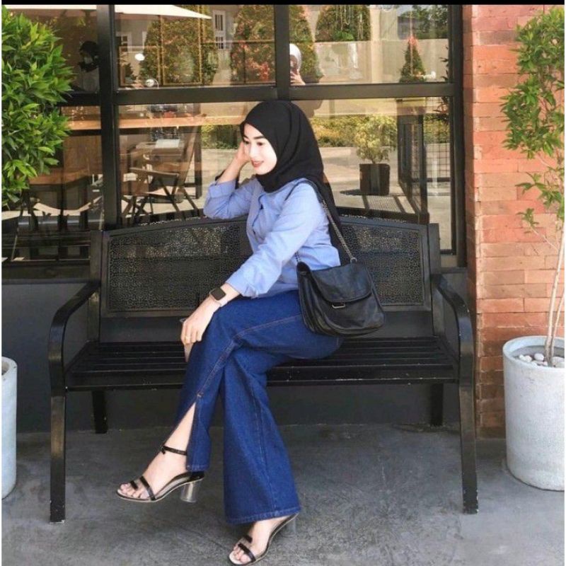 CELANA KULOT JEANS BELAH CELANA KULOT JEANS BELAH HW TEBAL