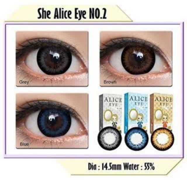 Softlens Murah Alice Eye No 2 by SHE Korea Warna coklat abu biru No.2