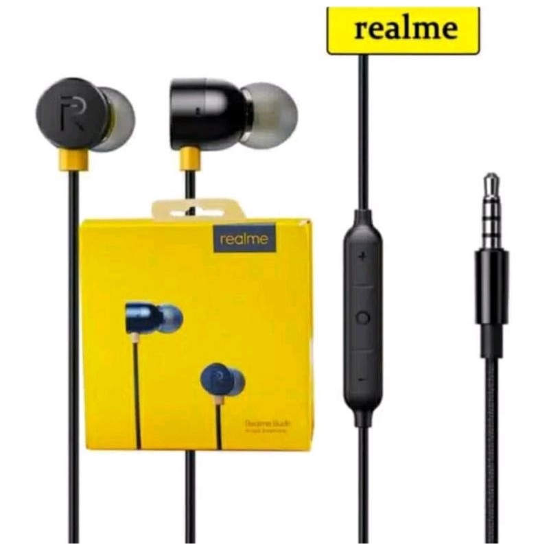 Hf handset handsfree earphone Realme magnet (packing kotak)