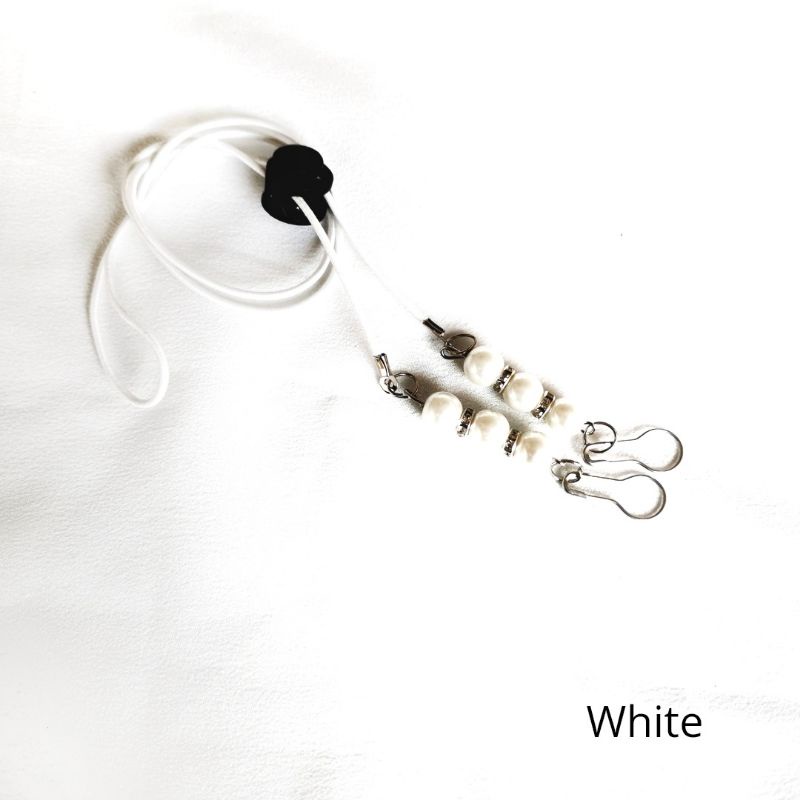 KALUNG MASKER 2 IN 1 MUTIARA / KONEKTOR SEKALIGUS STRAP MASKER HIJAB-KM White