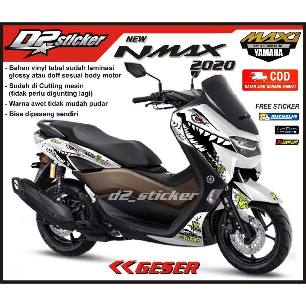 Stiker Striping New Nmax 2020 Hiu Shark Putih