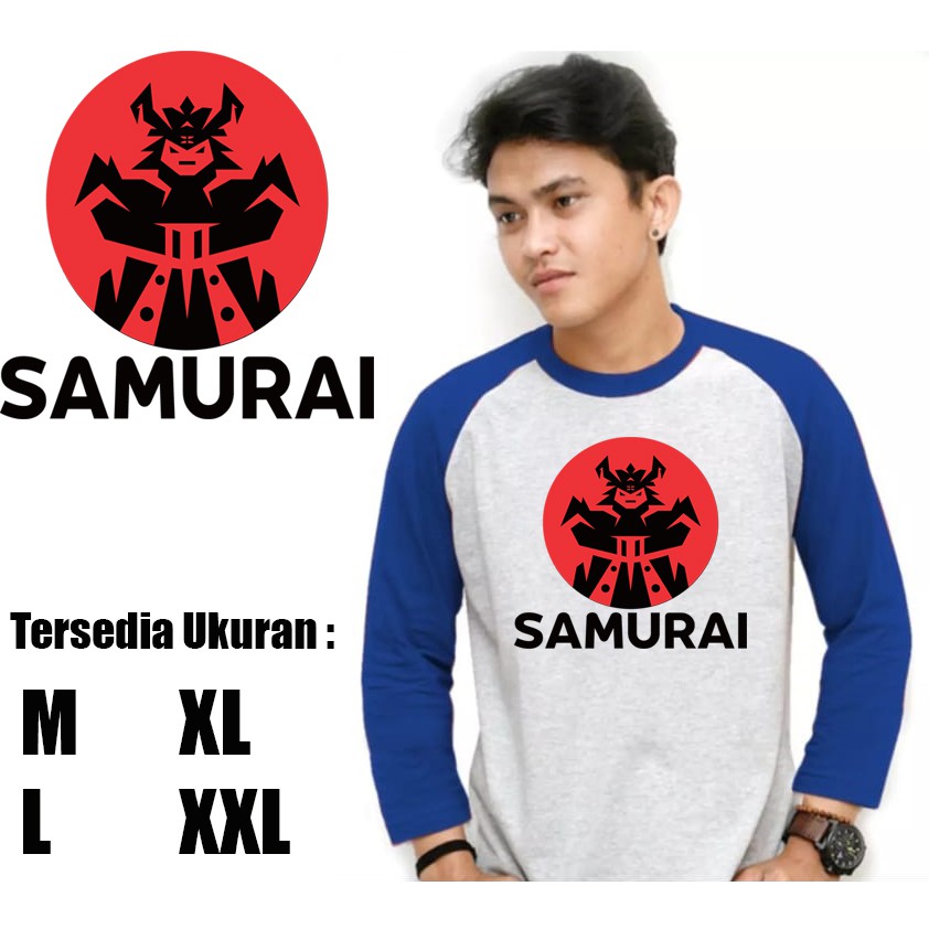 Myco | Kaos Raglan | Gambar Samurai | Kaos lengan panjang | Atasan Pria | Ukuran M - L - XL - XXL