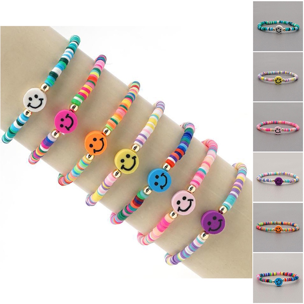 Colorful Clay Bracelet Sweet Fashionable Simple Childlike Small Fresh Multi-color Smiley Couple Bracelet