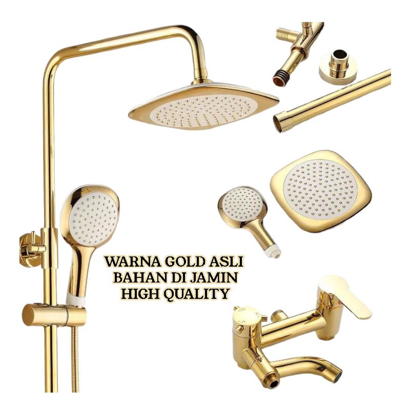 Set Shower Tiang Panas Dingin 3 In 1 Klasik Gold .Shower Tiang SUS 304 High Quality Gold L0616