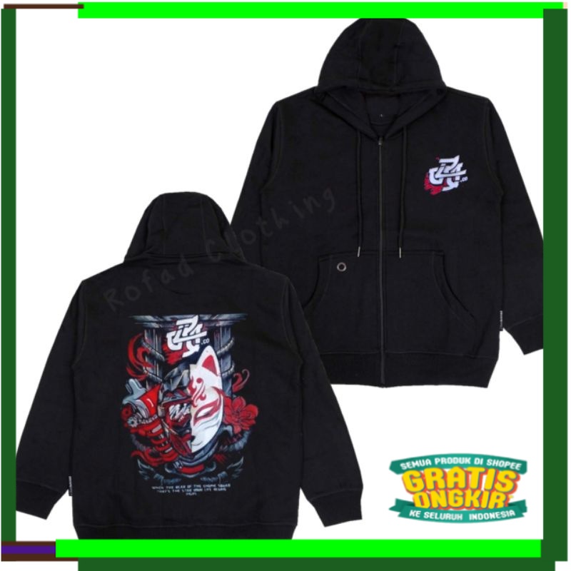 Hoodie Zipper Kitsune Pria Wanita - Jaket tebal fleece Original Sunmori - Sweater Prostreet Gakuci C