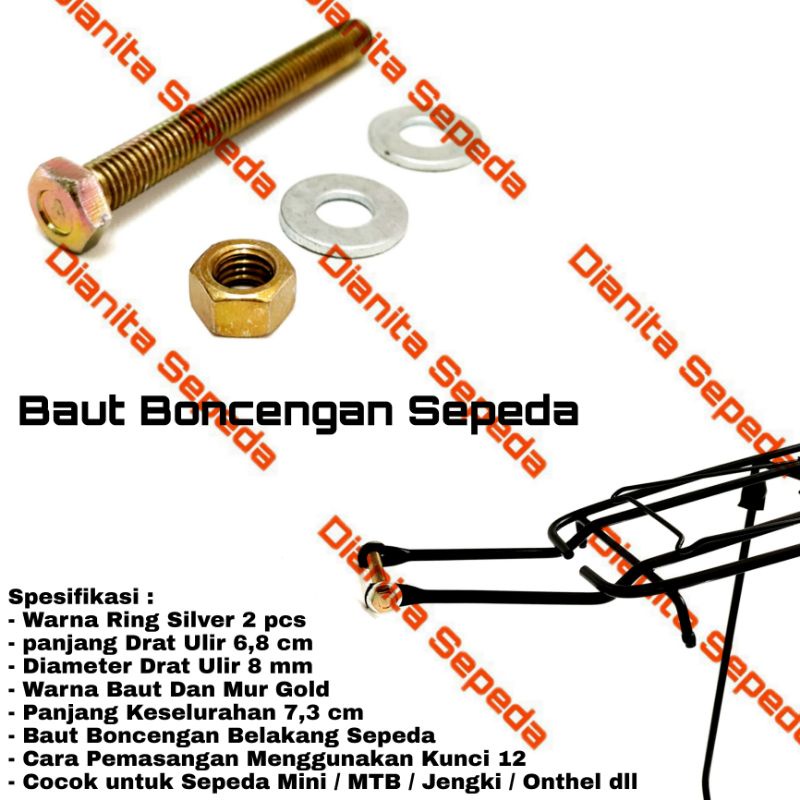 baut mur sekrup boncengan bagasi belakang sepeda mtb mini jengki onthel ring as rak