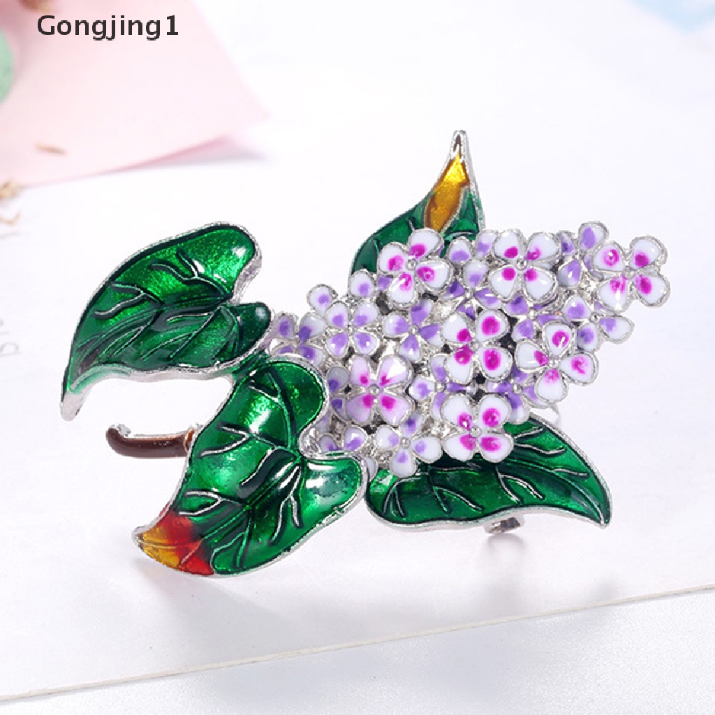 Gongjing1 Bros Pin Enamel Desain Bunga Lilac Aksesoris Wanita Untuk Pesta / Kantor