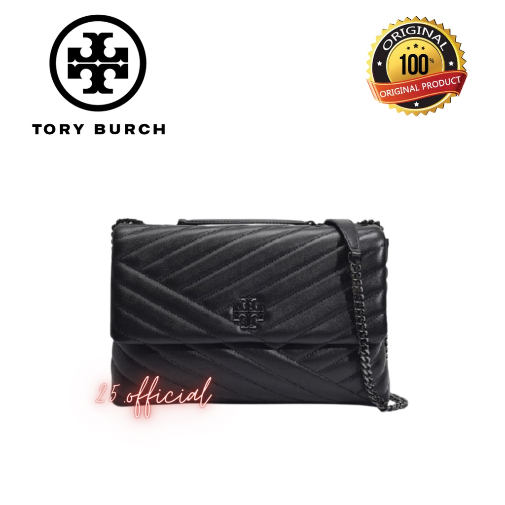 [ORIGINAL] TORY BURCH Kira Chevron Shoulder Bag Full Black / Tas Wanita Original Tory Burch
