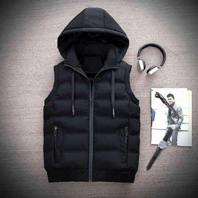 Rompi hoodie lepas pasang/vest pria musim dingin tebal/jaket rompi terbaru