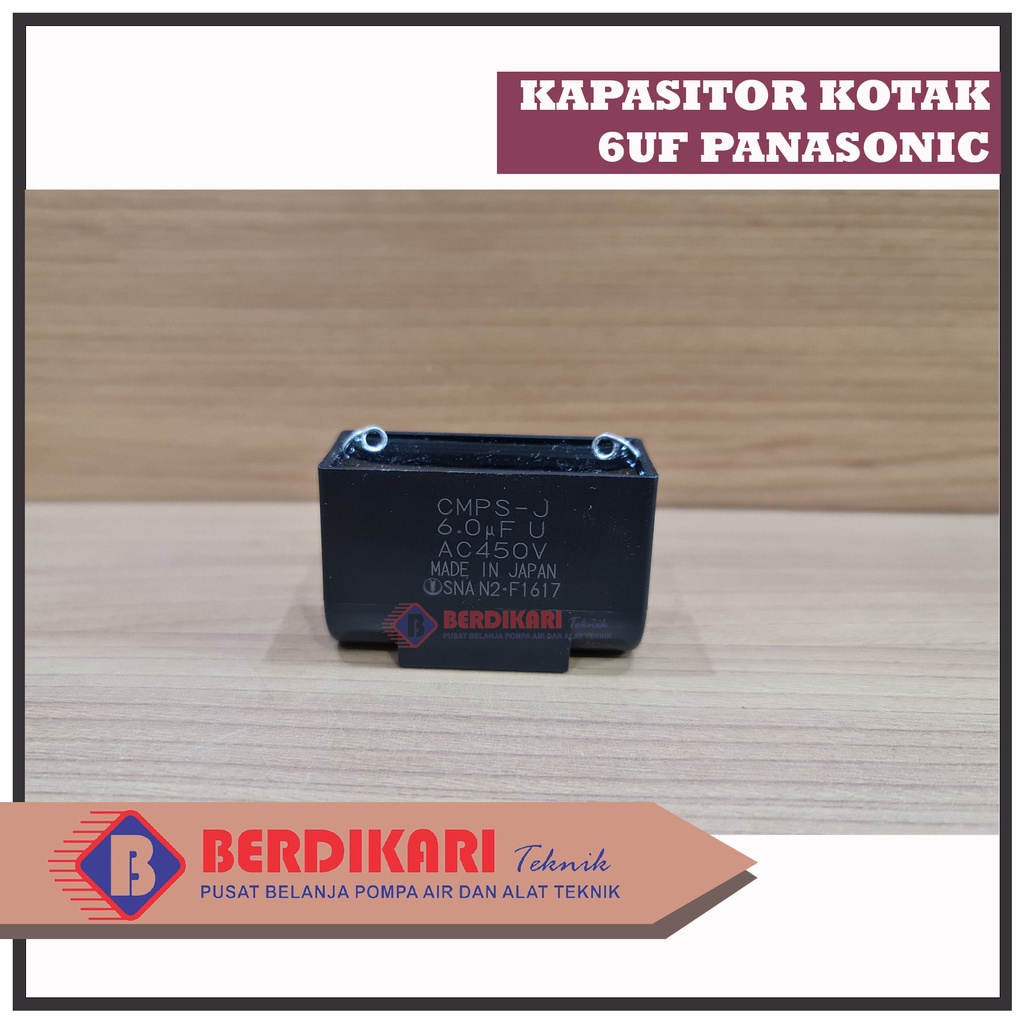 Capasitor / Kapasitor Pompa Air Kotak 6uf Panasonic ORIGINAL