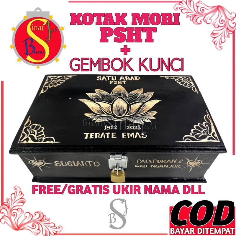 (COD) Kotak Mori PSHT Kayu Jati - Tempat Mori Psht Terate - Wadah Sabuk - Tempat Mori PSHT Ukir MOTI