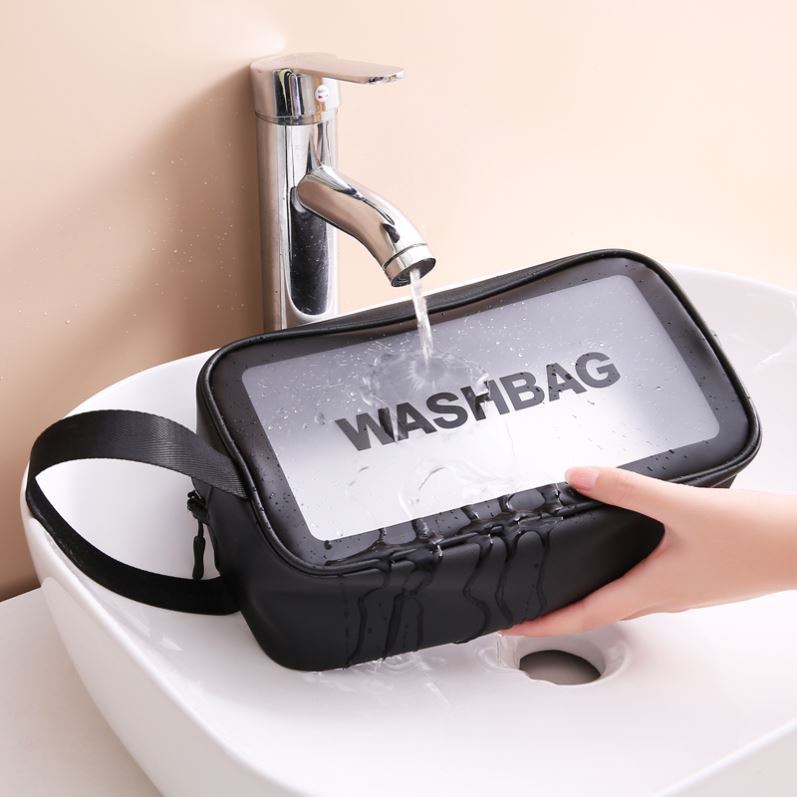 Tas Kosmetik Transparan Washbag Anti Air  Tas Travel Toiletry Bag Waterproof  Pouch Make Up Toiletri
