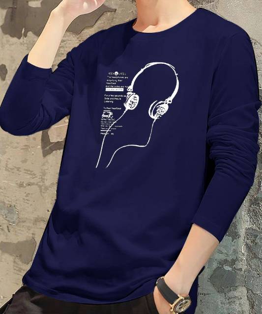 TOTOTAshop.Baju fashion pria EARPHONE,Lengan panjang,Bahan babyterry premium.Motif sablon halus.