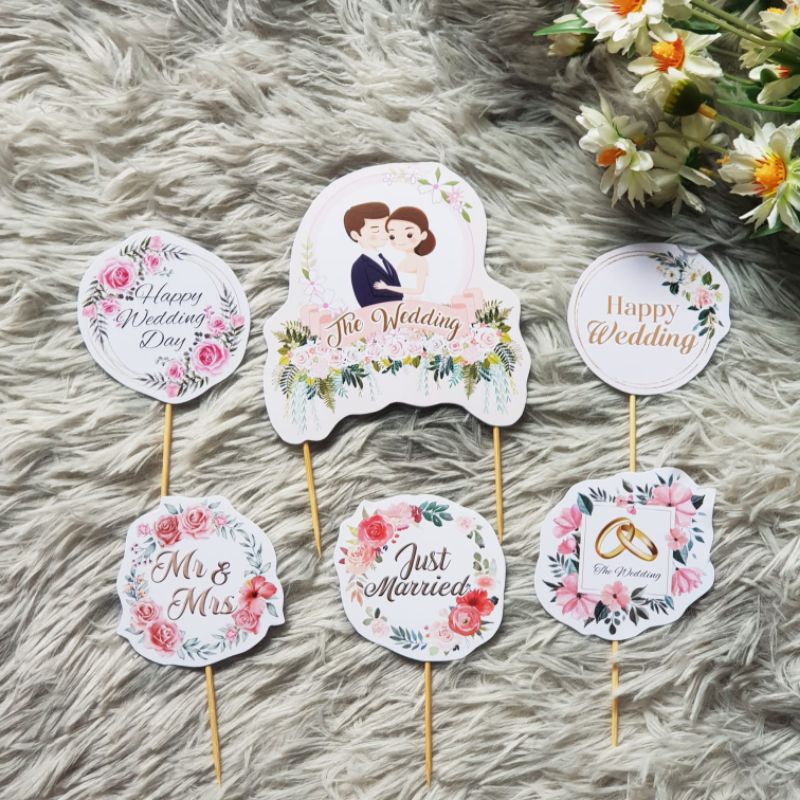 SK Happy Wedding Day Couple Cake Topper 1 set